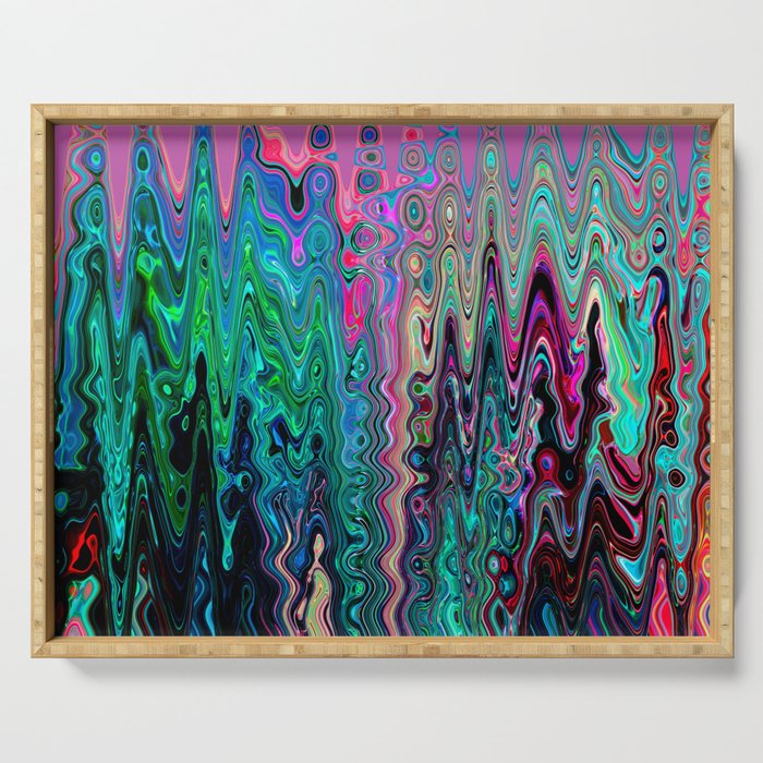 Radiant Resonance Colorful Psychedelic Distorted Paint Serving Tray Gallery Image 1