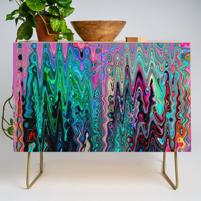 Radiant Resonance Colorful Psychedelic Distorted Paint Credenza Gallery Image 1