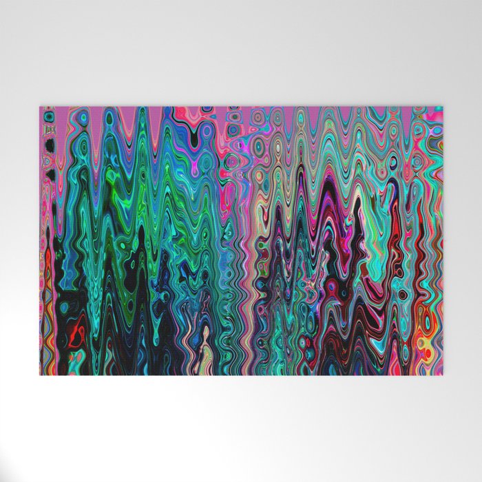 Radiant Resonance Colorful Psychedelic Distorted Paint Welcome Mat Gallery Image 1