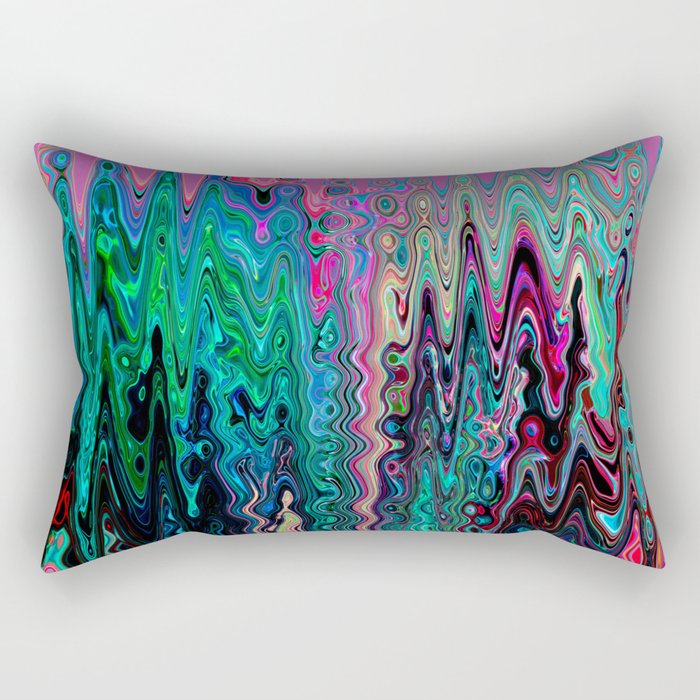 Radiant Resonance Colorful Psychedelic Distorted Paint Rectangular Pillow Gallery Image 1