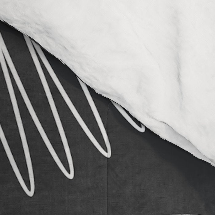 Japanese Crane Ornate Art Deco Dark Monochrome Pattern Comforter Gallery Image 4