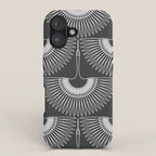 Japanese Crane Ornate Art Deco Dark Monochrome Pattern iPhone Case Gallery Image 1
