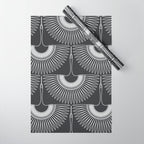 Japanese Crane Ornate Art Deco Dark Monochrome Pattern Wrapping Paper Gallery Image 1