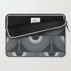 Japanese Crane Ornate Art Deco Dark Monochrome Pattern Laptop Sleeve Gallery Image 2