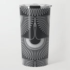 Japanese Crane Ornate Art Deco Dark Monochrome Pattern Travel Mug Gallery Image 1