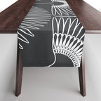 Japanese Crane Ornate Art Deco Dark Monochrome Pattern Table Runner Gallery Image 1