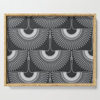 Japanese Crane Ornate Art Deco Dark Monochrome Pattern Serving Tray Gallery Image 1