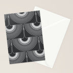 Japanese Crane Ornate Art Deco Dark Monochrome Pattern Stationery Card Gallery Image 2