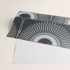 Japanese Crane Ornate Art Deco Dark Monochrome Pattern Wrapping Paper Gallery Image 2