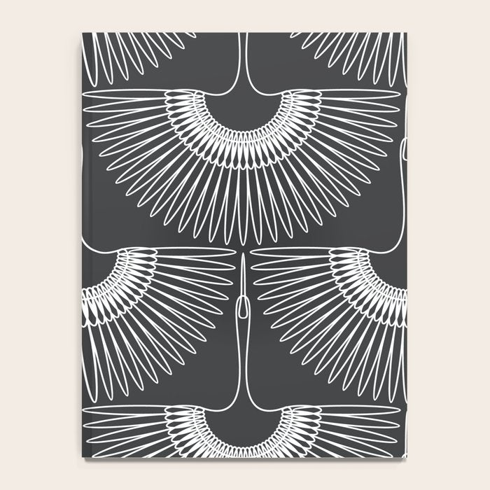 Japanese Crane Ornate Art Deco Dark Monochrome Pattern Notebook Gallery Image 4