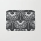 Japanese Crane Ornate Art Deco Dark Monochrome Pattern Bath Mat Gallery Image 1