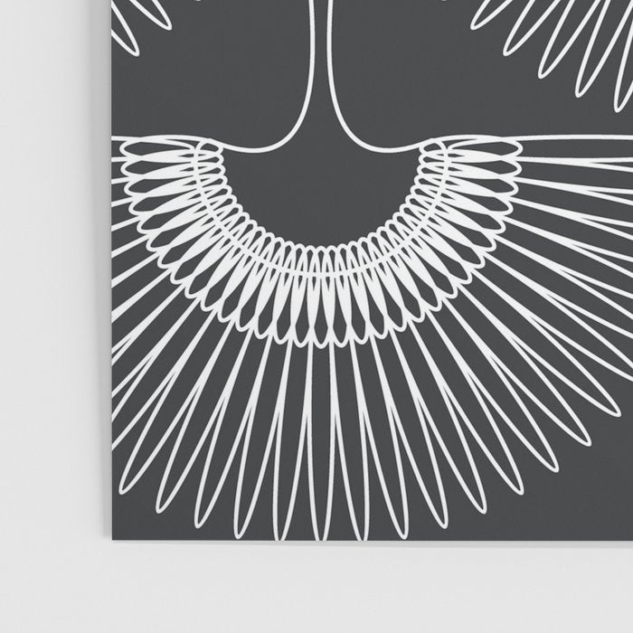 Japanese Crane Ornate Art Deco Dark Monochrome Pattern Poster Gallery Image 3