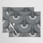 Japanese Crane Ornate Art Deco Dark Monochrome Pattern Placemat Gallery Image 1