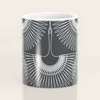 Japanese Crane Ornate Art Deco Dark Monochrome Pattern Coffee Mug Gallery Image 4