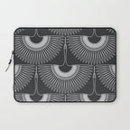 Japanese Crane Ornate Art Deco Dark Monochrome Pattern Laptop Sleeve Gallery Image 1
