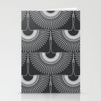 Japanese Crane Ornate Art Deco Dark Monochrome Pattern Stationery Card Gallery Image 2