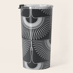 Japanese Crane Ornate Art Deco Dark Monochrome Pattern Travel Mug Gallery Image 3