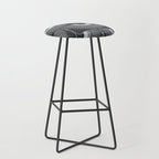 Japanese Crane Ornate Art Deco Dark Monochrome Pattern Stool Gallery Image 1