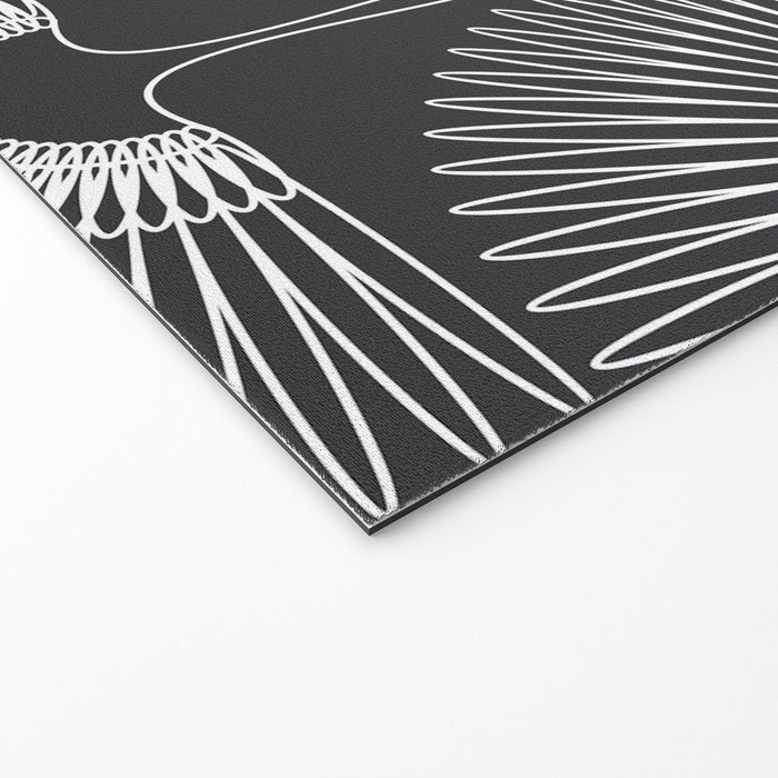 Japanese Crane Ornate Art Deco Dark Monochrome Pattern Welcome Mat Gallery Image 2