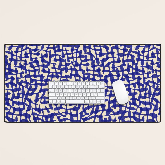 Playful strokes #4 / Blue on Beige Desk Mat Gallery Image 1
