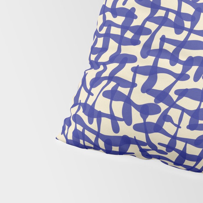 Playful strokes #4 / Blue on Beige Pillow Sham Gallery Image 4