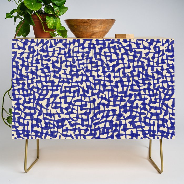 Playful strokes #4 / Blue on Beige Credenza Gallery Image 1
