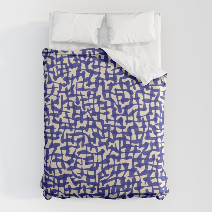 Playful strokes #4 / Blue on Beige Duvet Cover Gallery Image 6