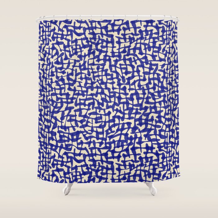 Playful strokes #4 / Blue on Beige Shower Curtain Gallery Image 1
