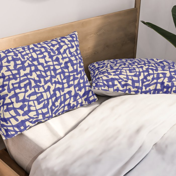 Playful strokes #4 / Blue on Beige Pillow Sham Gallery Image 2
