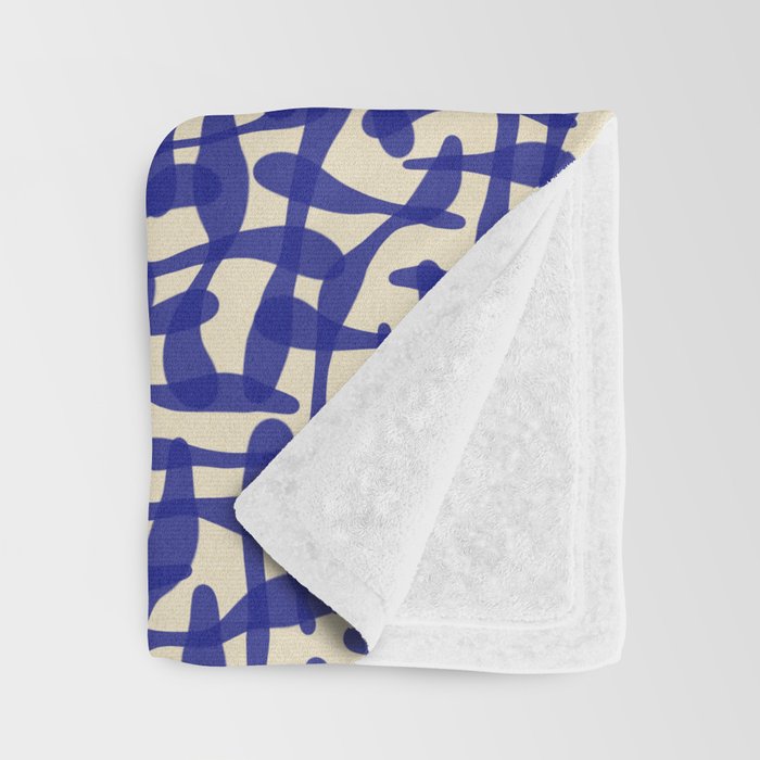 Playful strokes #4 / Blue on Beige Throw Blanket Gallery Image 3