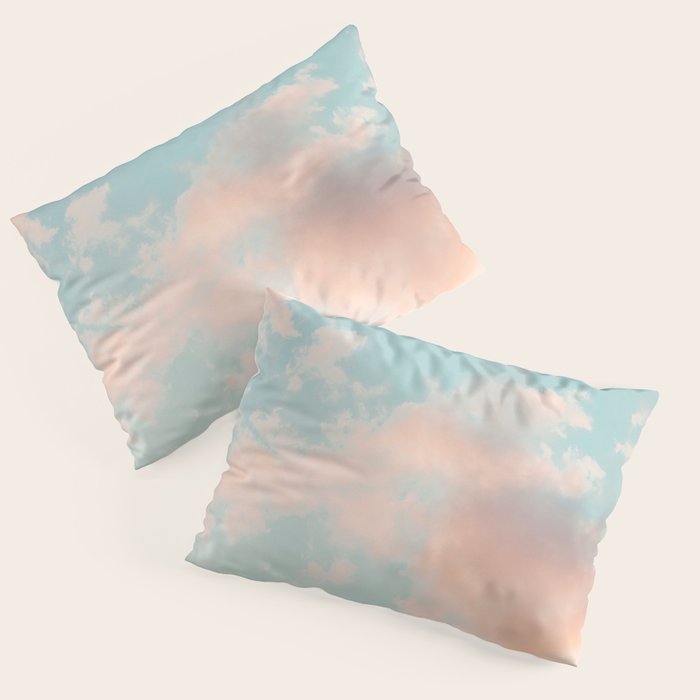 Cotton Candy Clouds - Nature Photography Art Print, Pastel Pillow Sham Gallery Image 1