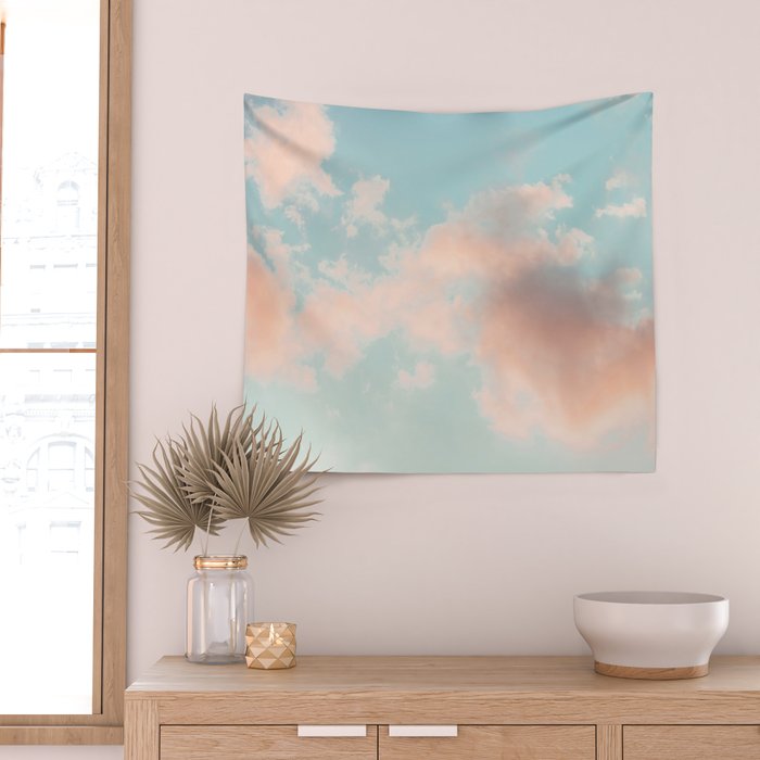 Cotton Candy Clouds - Nature Photography Art Print, Pastel Wall Tapestry Gallery Image 2
