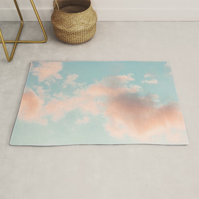 Cotton Candy Clouds - Nature Photography Art Print, Pastel Rug Gallery Image 1