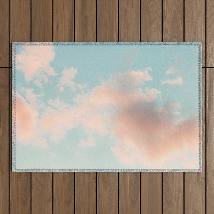 Cotton Candy Clouds - Nature Photography Art Print, Pastel Outdoor Rug Gallery Image 1