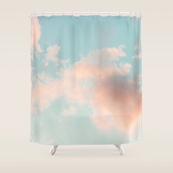 Cotton Candy Clouds - Nature Photography Art Print, Pastel Shower Curtain Gallery Image 1