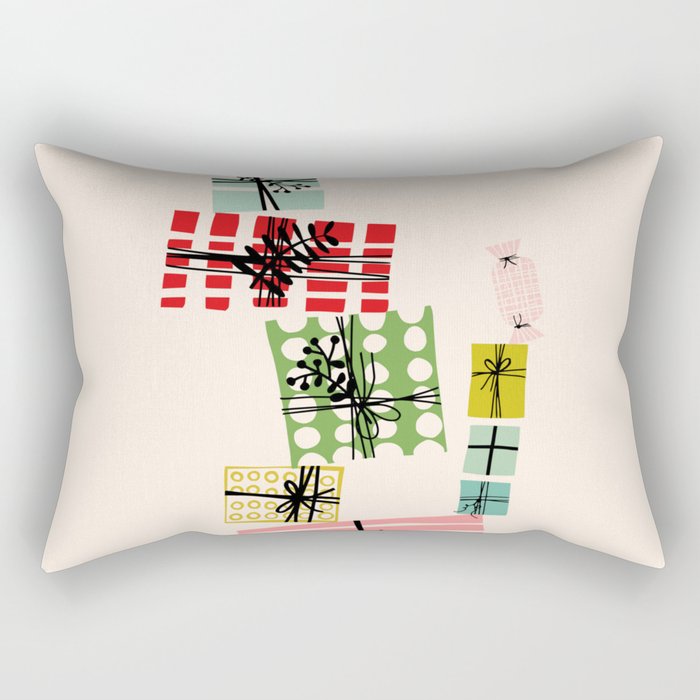 Wobbly pile of Christmas presents Rectangular Pillow Gallery Image 1