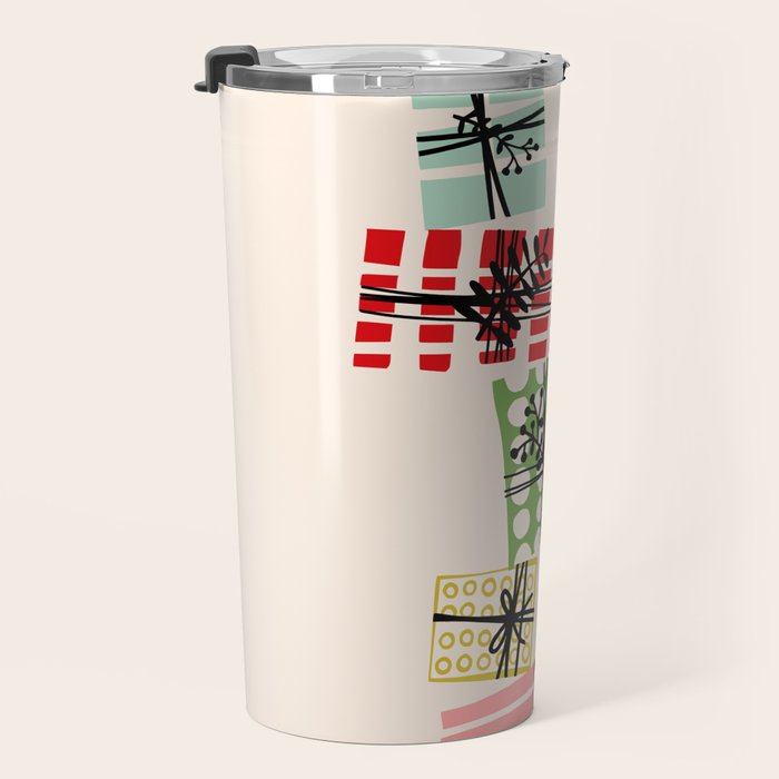 Wobbly pile of Christmas presents Travel Mug Gallery Image 3