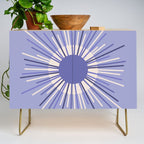 Retro Minimalist Sunburst Double Sun in Light Periwinkle Purple and Cream Credenza Gallery Image 1