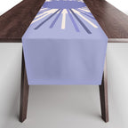 Retro Minimalist Sunburst Double Sun in Light Periwinkle Purple and Cream Table Runner Gallery Image 1