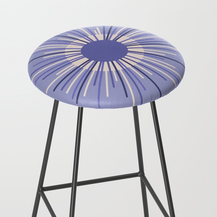 Retro Minimalist Sunburst Double Sun in Light Periwinkle Purple and Cream Stool Gallery Image 2