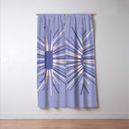 Retro Minimalist Sunburst Double Sun in Light Periwinkle Purple and Cream Window Curtain Gallery Image 3