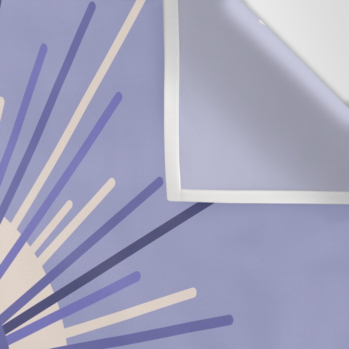 Retro Minimalist Sunburst Double Sun in Light Periwinkle Purple and Cream Wall Tapestry Gallery Image 3