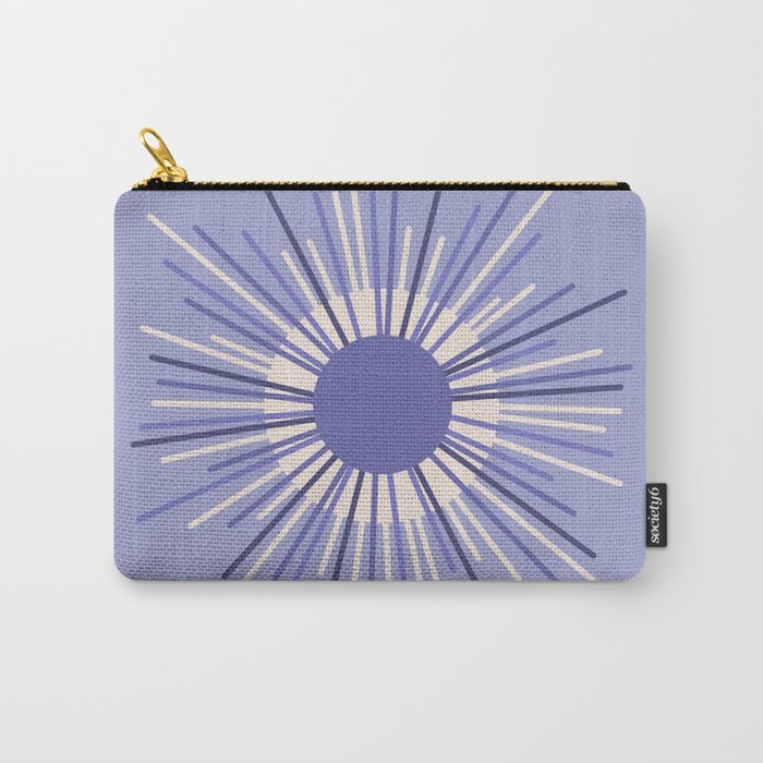 Retro Minimalist Sunburst Double Sun in Light Periwinkle Purple and Cream Carry All Pouch Gallery Image 1