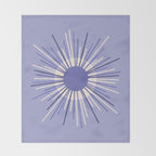 Retro Minimalist Sunburst Double Sun in Light Periwinkle Purple and Cream Throw Blanket Gallery Image 2