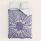 Retro Minimalist Sunburst Double Sun in Light Periwinkle Purple and Cream Duvet Cover Gallery Image 6