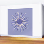 Retro Minimalist Sunburst Double Sun in Light Periwinkle Purple and Cream Wall Mural Gallery Image 2