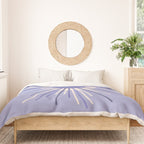 Retro Minimalist Sunburst Double Sun in Light Periwinkle Purple and Cream Duvet Cover Gallery Image 3