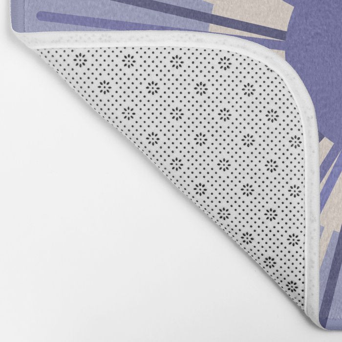 Retro Minimalist Sunburst Double Sun in Light Periwinkle Purple and Cream Bath Mat Gallery Image 2