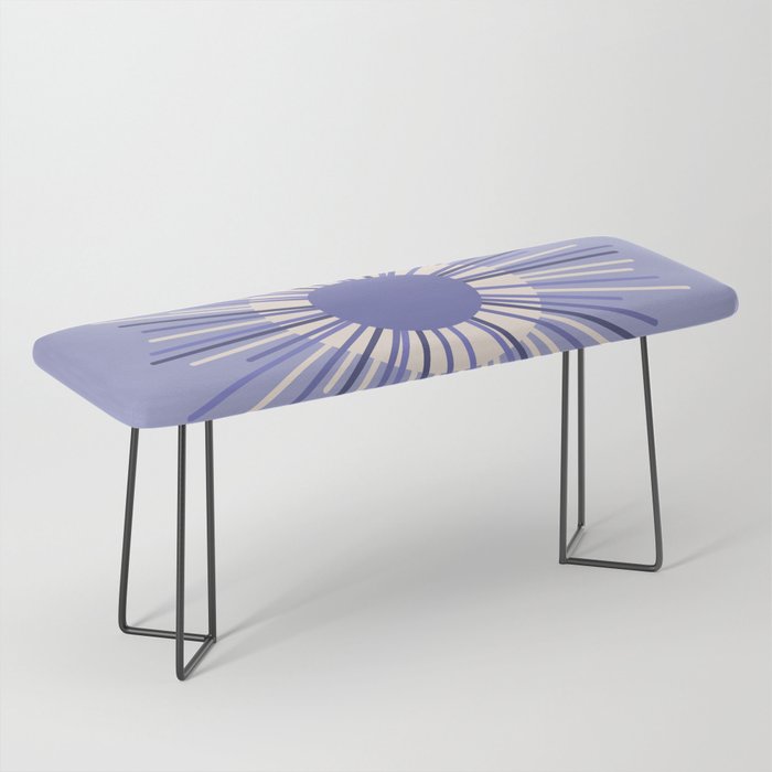Retro Minimalist Sunburst Double Sun in Light Periwinkle Purple and Cream Bench Gallery Image 1