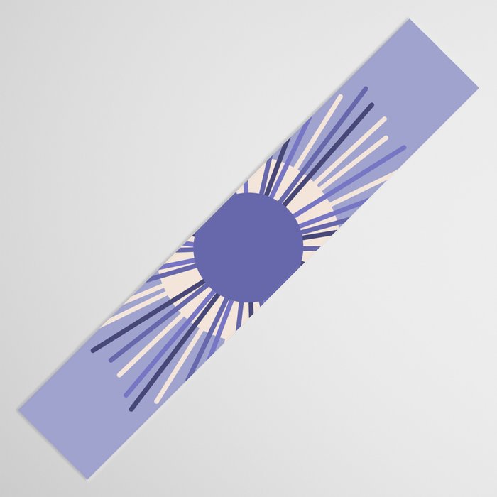 Retro Minimalist Sunburst Double Sun in Light Periwinkle Purple and Cream Table Runner Gallery Image 3